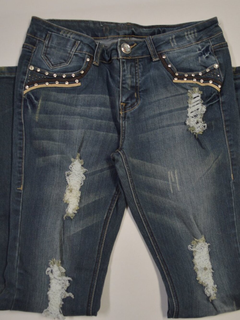 DFUZ Women 11/12 Bootcut Ripped Blue Jeans